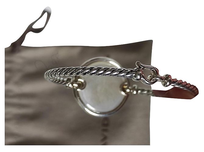 Pulseira David Yurman de prata com madrepérola e diamante Hardware prateado