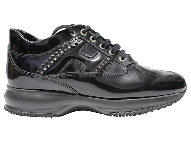 Hogan Interactive Studded Sneakers in Black Patent Leather  ref.458623