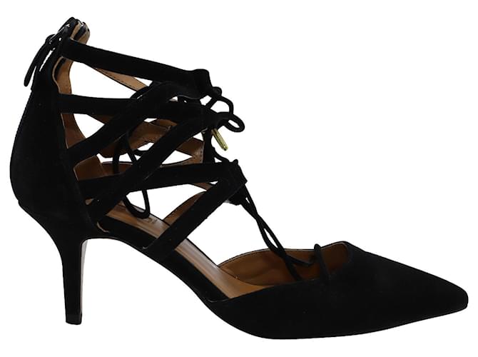 Zapatos de salón con cordones Belgravia de Aquazzura en ante negro Suecia  ref.458628
