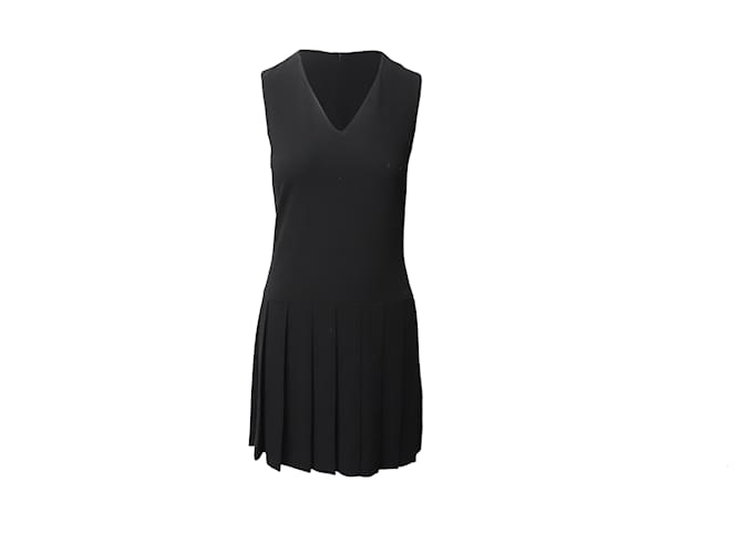 Joseph V-Neck Pleated Hem Dress in Black Acetate Cellulose fibre  ref.458637