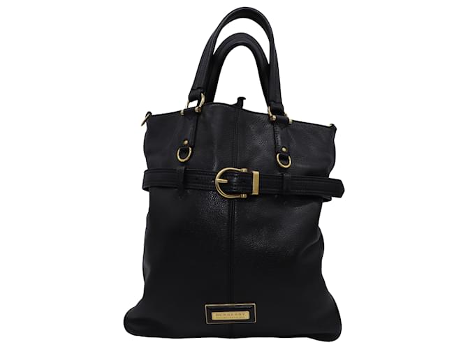 Burberry Raymond Pebbled Tote Bag with in Black Leather  ref.458638