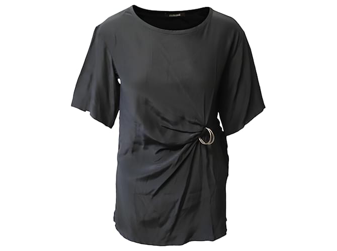 Blusa in seta nera con dettaglio fibbia Roberto Cavalli Nero  ref.458641