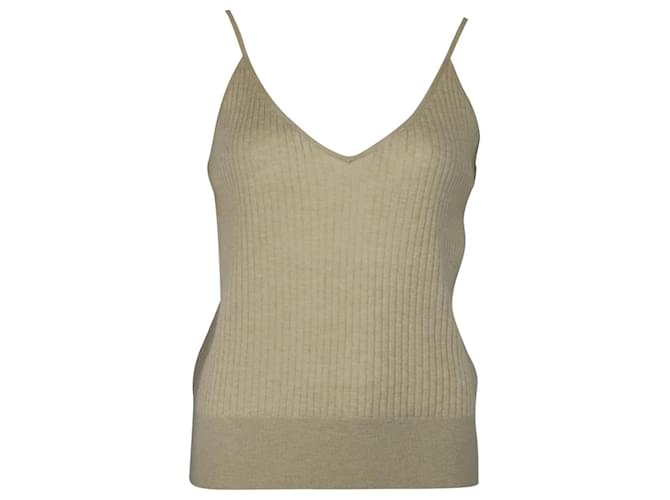Tamara Mellon Ribbed Camisole Top in Beige Cashmere Wool  ref.458642