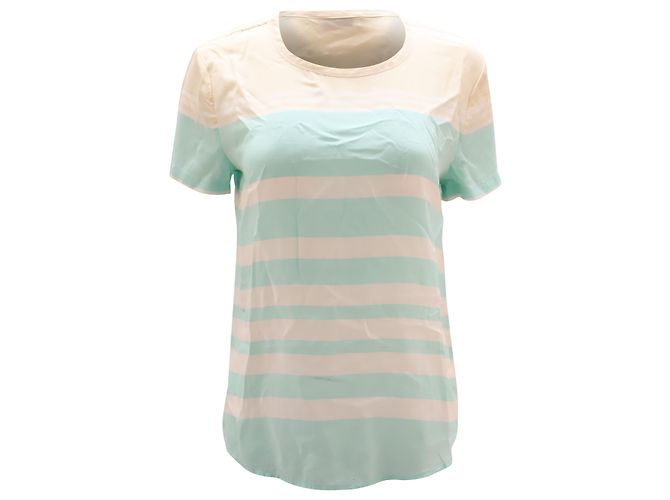 Equipment Stripe Pattern Riley T-Shirt in White Print Silk