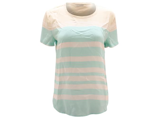 Camiseta Riley Equipment Stripe Pattern em seda estampada branca  ref.458645