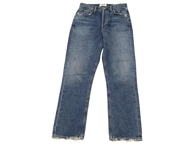 Jeans Agolde Riley a gamba dritta in cotone blu scuro