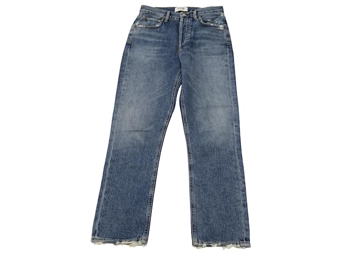Autre Marque Agolde Riley Straight Leg Jeans in Dark Blue Cotton  ref.458671