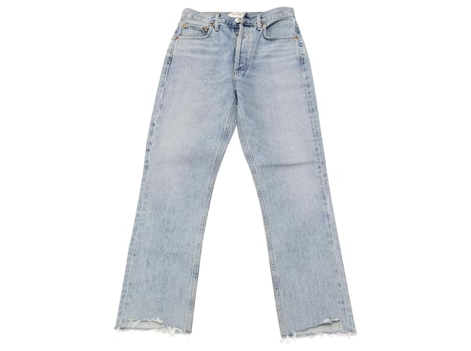 Autre Marque Agolde Riley Straight Leg Crop Jeans in Light Blue Cotton  ref.458673
