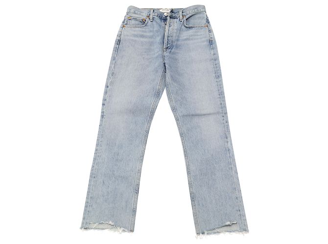 Vaqueros cortos de pernera recta Riley de algodón azul claro Agolde 