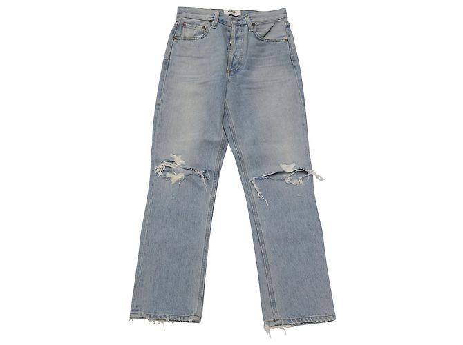 Jeans Agolde Riley a vita alta e dritti con taglio dritto in cotone denim blu Blu chiaro