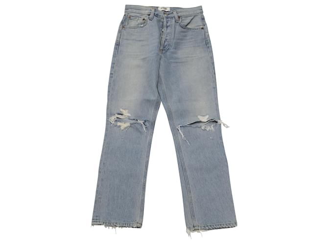 Autre Marque Agolde Riley High Rise Straight Crop Jeans in Blue Cotton Denim  ref.458687