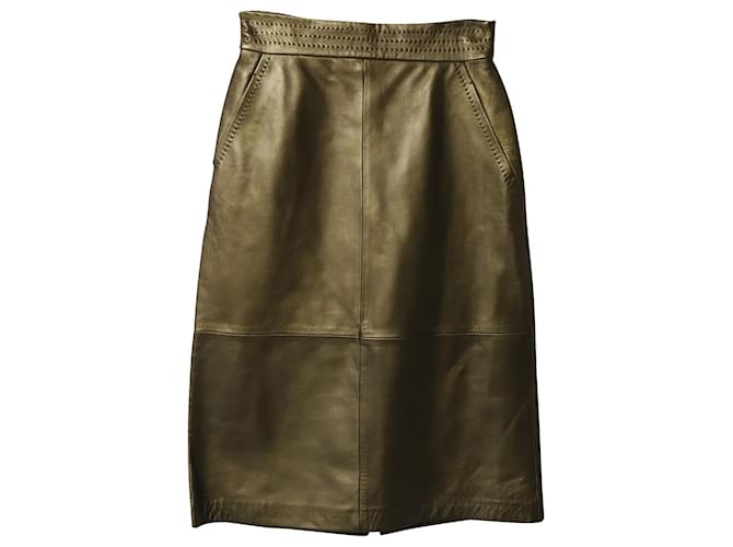 Gonna Midi Max Mara in Pelle Oro D'oro ref.458694 - Joli Closet