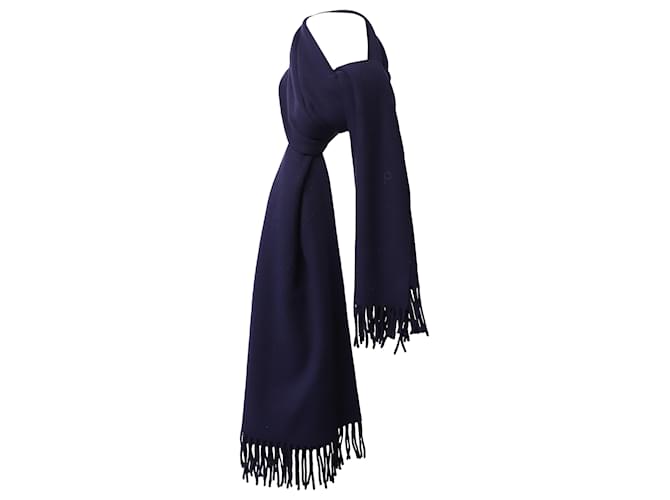 Autre Marque Acne Studios Canada Fringed Scarf in Navy Blue Wool  ref.458707