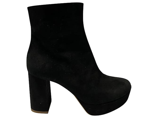 Mansur Gavriel Block Heel Ankle Boots in Black Suede  ref.458722