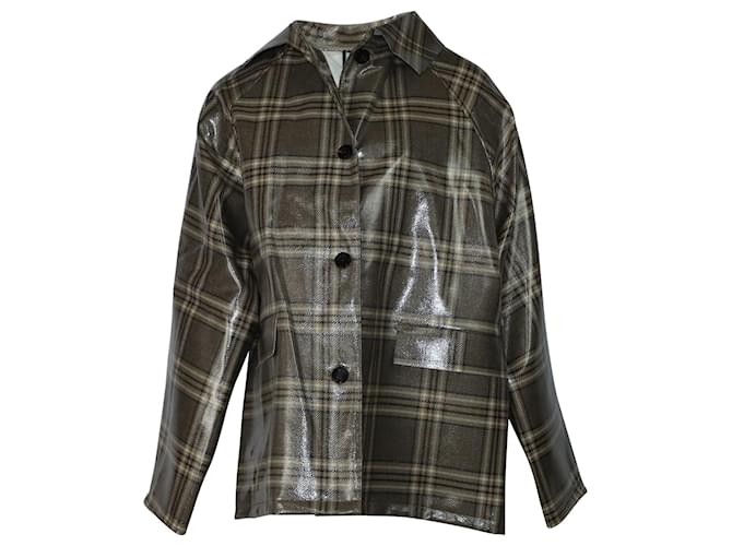 Autre Marque Kassl Plaid Raincoat in Brown Print Wool  ref.458743