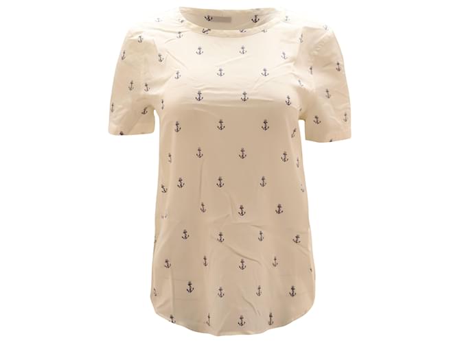 Equipment Riley Shirt with Anchor Pattern in White Print Silk  ref.458772