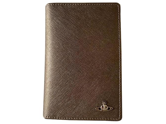 Vivienne Westwood Saffiano leather vertical wallet Taupe ref