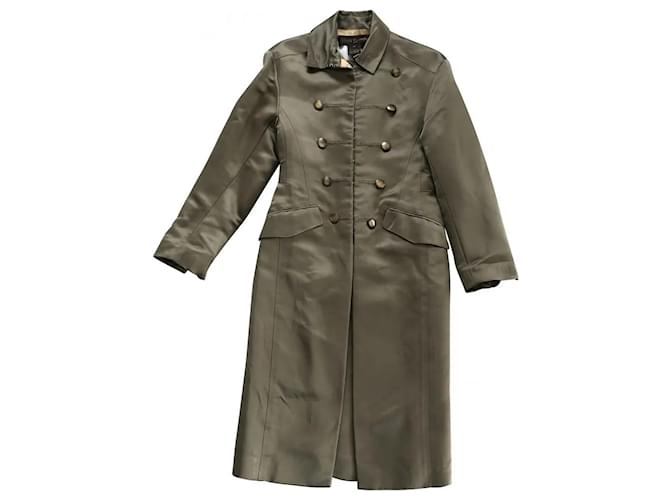 Louis Vuitton TRENCH CABAN JACKET BURBERRY WOMEN KHAKI 100% silk T38  ref.458858 - Joli Closet