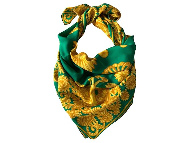 Lanvin Vintage silk foulard Dark green  ref.458868
