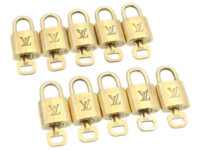 Louis Vuitton Vorhängeschloss 10Set Gold Tone LV Auth 27005 Metall  ref.459094