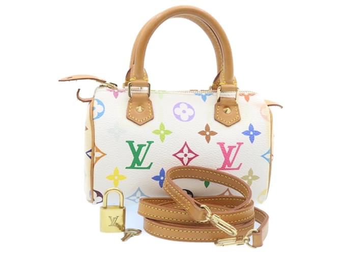 LOUIS VUITTON Mini borsa a mano Speedy multicolore con monogramma Bianco M92645 auth 27064  ref.459342
