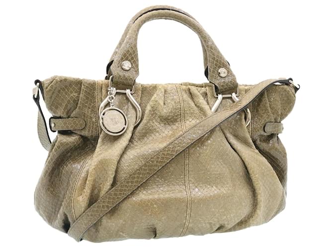 Céline CELINE Hand Bag Leather 2way Khaki Auth ar5563  ref.459375