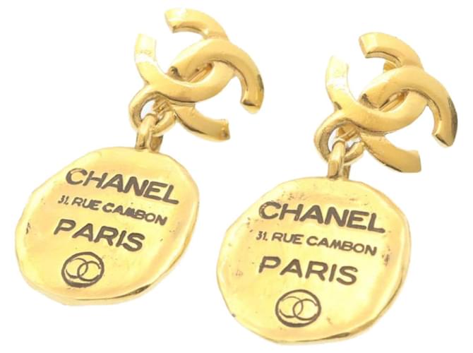 CHANEL Earring Gold CC Auth ar5931 Golden Metal  ref.459396
