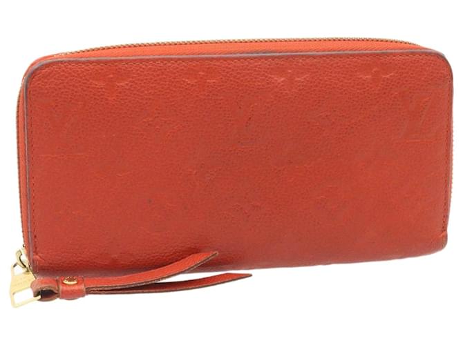 LOUIS VUITTON Monogram Empreinte Leather Zippy Wallet Red