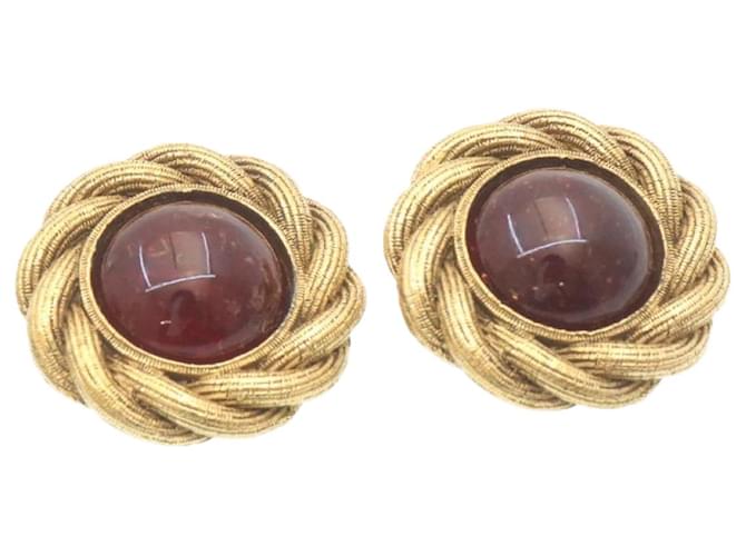 CHANEL Earring Gold CC Auth 27973 Golden Metal  ref.459715