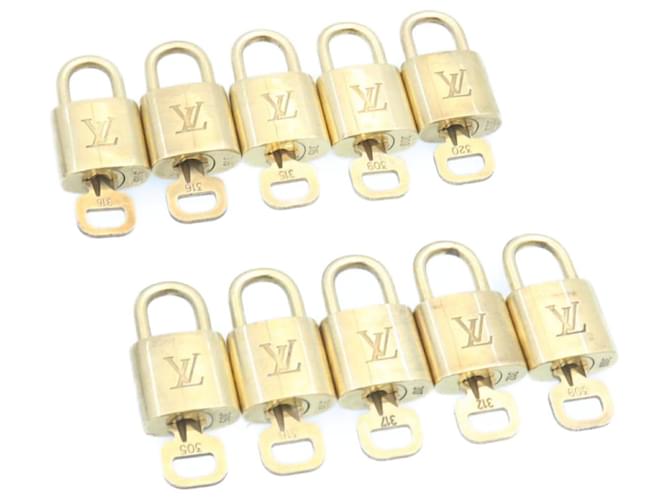 Cadeado Louis Vuitton 10definir Gold Tone LV Auth yk1857 Metal  ref.459754