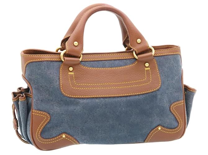 Céline CELINE Leather Denim Boogie Bag Hand Bag Brown Blue Auth 28067  ref.459771