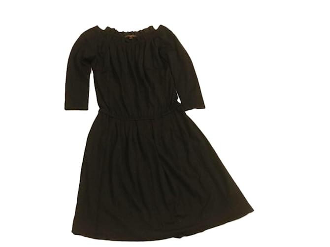 LOUIS VUITTON Dress Wool Black 34 LV Auth yk2468  ref.459773