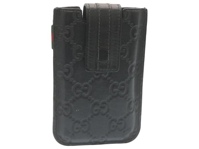 GUCCI Guccissima GG Canvas Smart Phone Case Cuir Noir Auth 27996  ref.459820