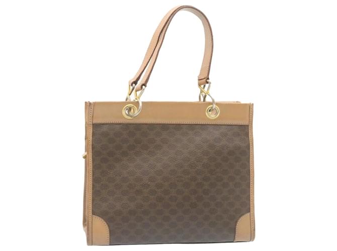 Céline CELINE Macadam Canvas Hand Bag PVC Leather Brown Auth ki1291  ref.459826