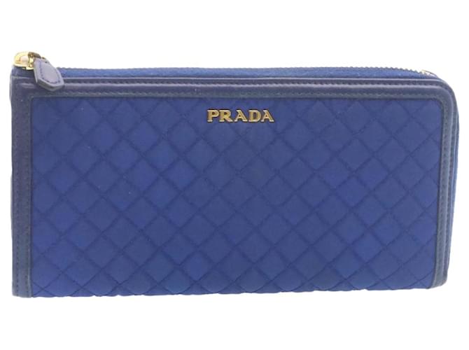 PRADA Long Wallet Nylon Quilted Blue Auth 28001  ref.459839