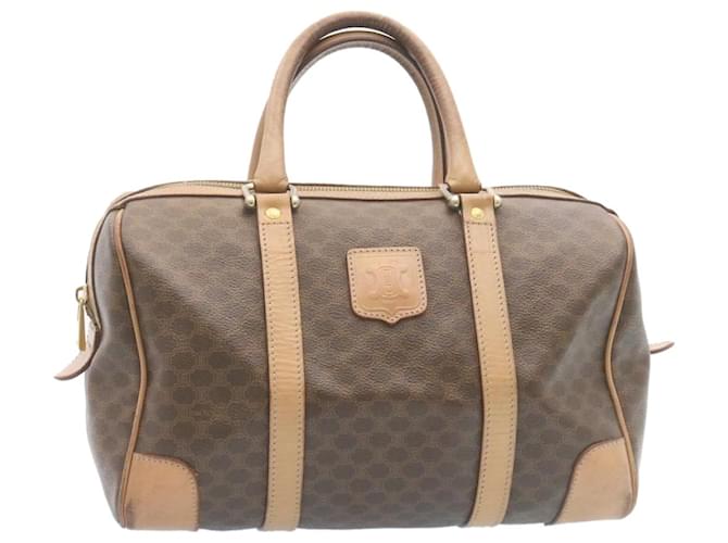 Céline CELINE Macadam Canvas Hand Bag PVC Leather Brown Auth ki1440  ref.460571