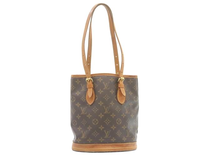 LOUIS VUITTON Monogram Bucket PM Shoulder Bag M42238 LV Auth