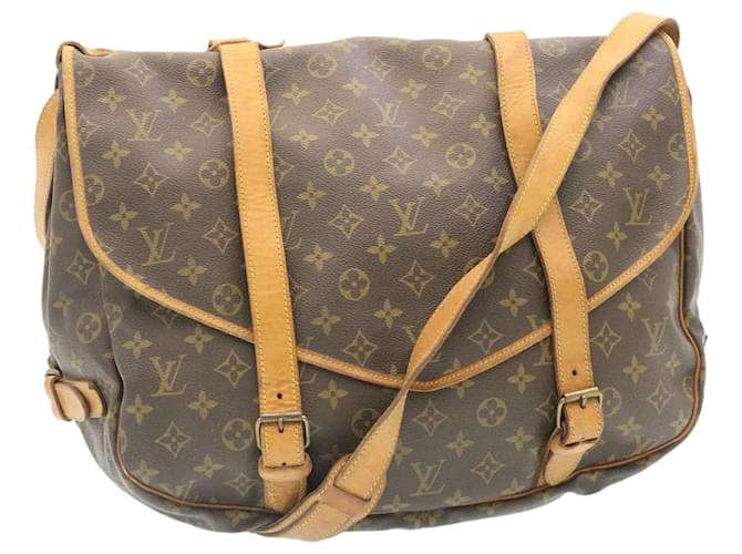 LOUIS VUITTON Saumur 43 Monogram Canvas Shoulder Bag Brown