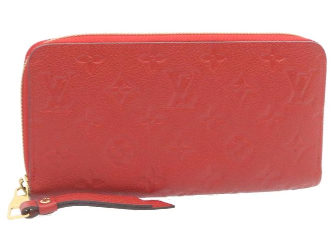 LOUIS VUITTON Monogram Empreinte Zippy Wallet Red M60017 LV Auth knn040
