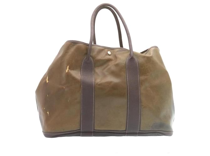 Hermès HERMES Garden Party sizeM Tote Bag Coated Canvas Brown Auth ar5799 Cloth  ref.461343