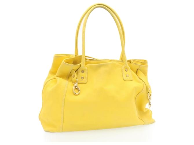 Céline CELINE Shoulder Bag Leather Yellow Auth fm965  ref.461522