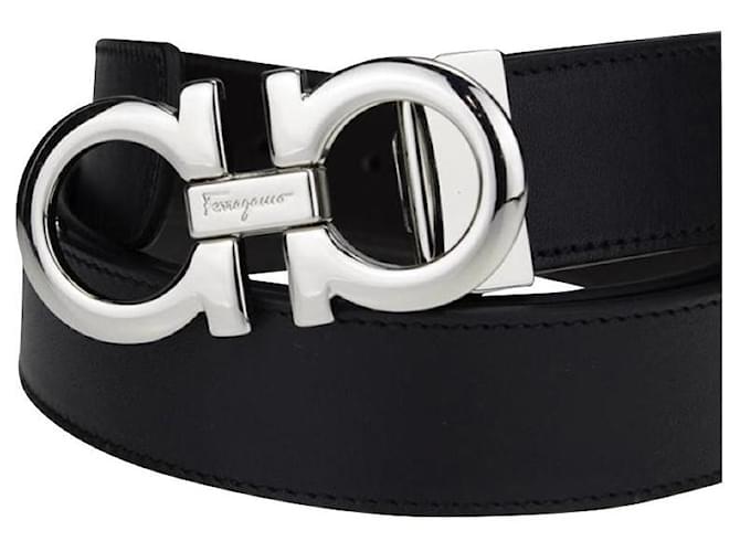 Ferragamo belt outlet black and silver