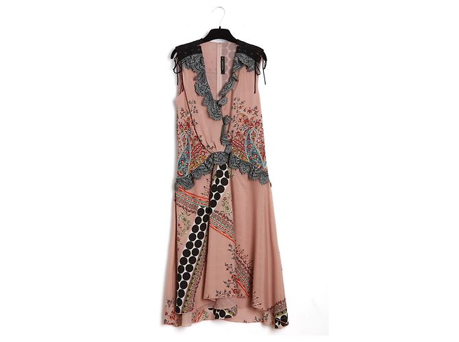 Etro Kleid aus rosa Seide mit Blumenmuster Größe 40 Pink