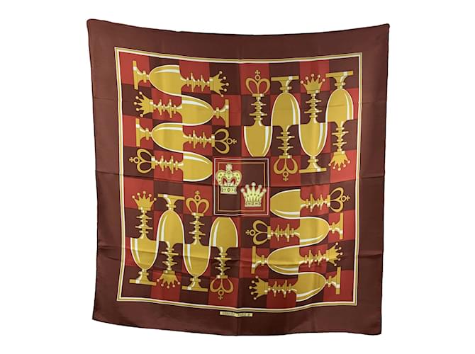 Hermès Hermes Paris Vintage Silk Scarf Echecs II Echiquier Chess 1975 Peron Red  ref.462071