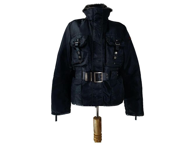 Peuterey Jacke Schwarz Kaninchenfell