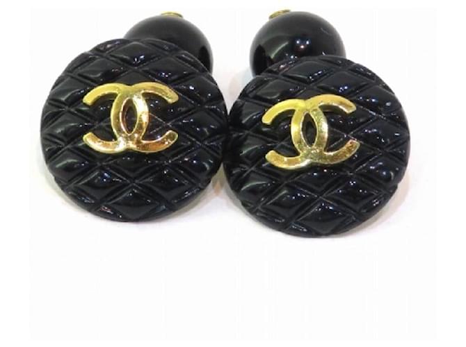 [Usado] Chanel Abotoaduras CHANEL Matrasse Coco Mark 94 NO Preto Dourado Ouro  ref.462291
