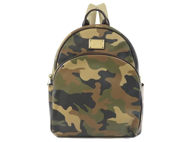 [Used] Michael Kors camouflage pattern rucksack daypack PVC unisex Khaki Leather  ref.462322