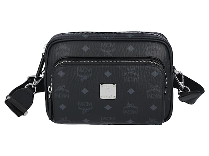 MCM Classic Crossbody Bags in Visetos Black Cloth  ref.462447