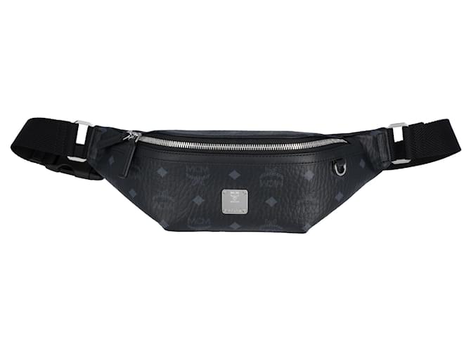 MCM Unisex Fursten Belt Bag in Visetos Black Cloth  ref.462480