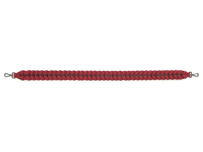 Bandoulière de sac Fendi en cuir tressé rouge  ref.462497